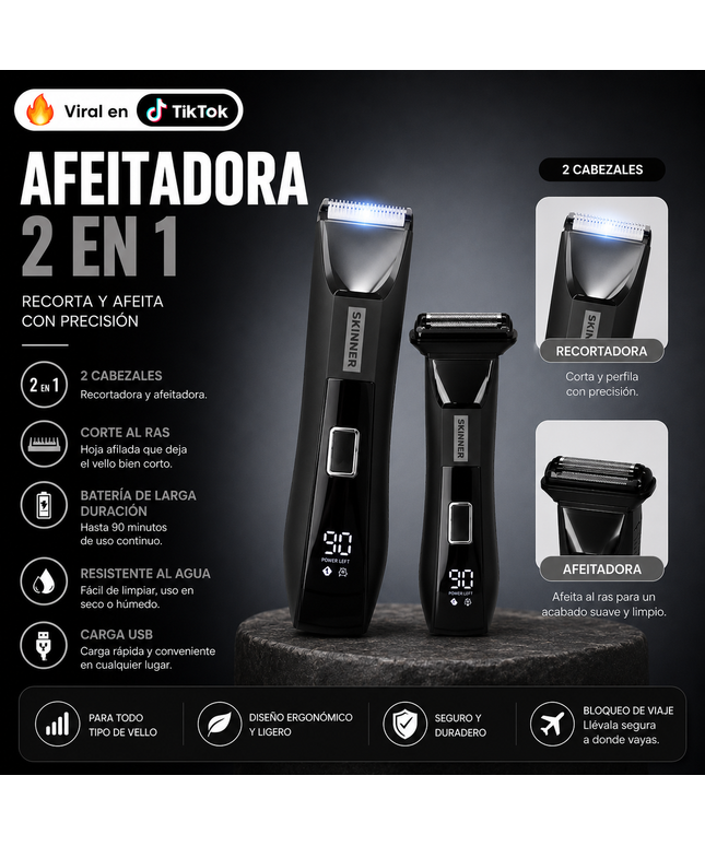 AFEITADORA INTIMA SKINNER 2 EN 1