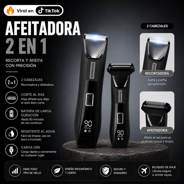 AFEITADORA INTIMA SKINNER 2 EN 1