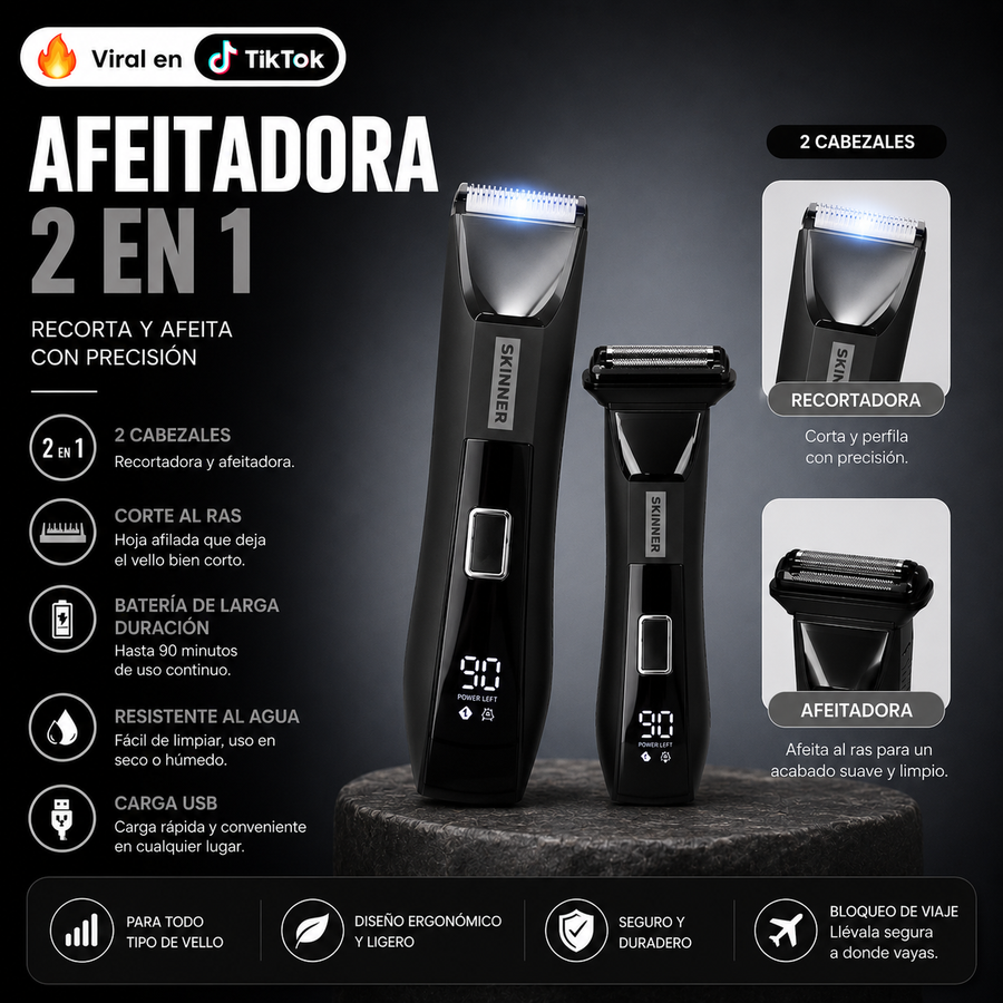 AFEITADORA INTIMA SKINNER 2 EN 1